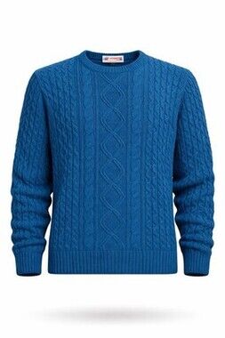 Vintage 80’s Arrow Sport Blue Cable-Knit Acrylic Crew Neck Long Sleeve Sweater